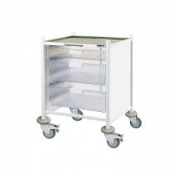 Sunflower Medical Vista 40 Low-Level Clinical Procedure Trolley with One Single and Two Double-Depth Clear Trays